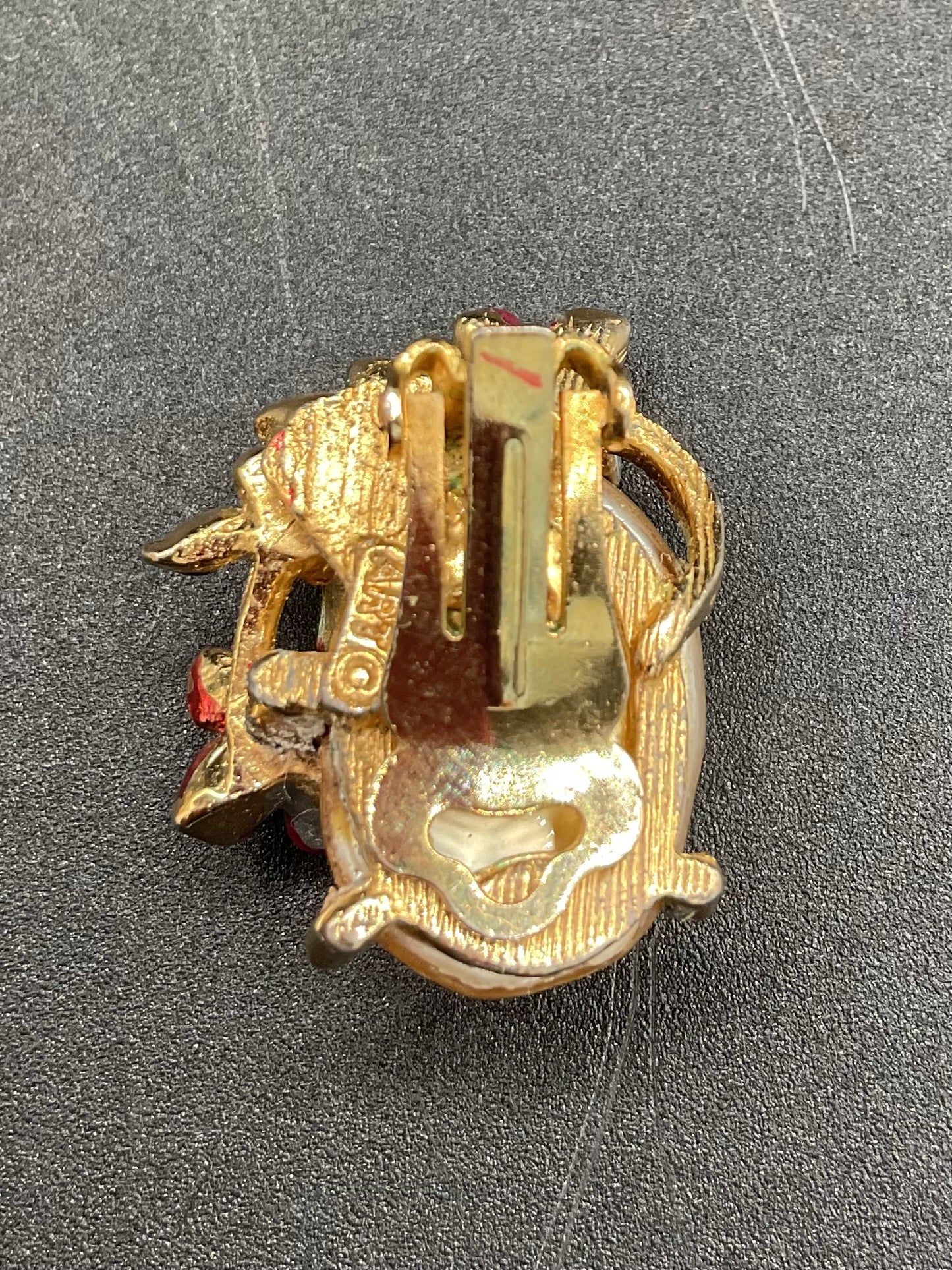 Vintage Arthur Pepper Floral Enamel Pearl Brooch And Earring Set