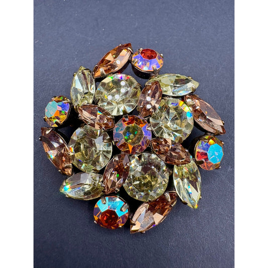 Vintage Signed Regency Rhinestone Brooch And Earrings Set