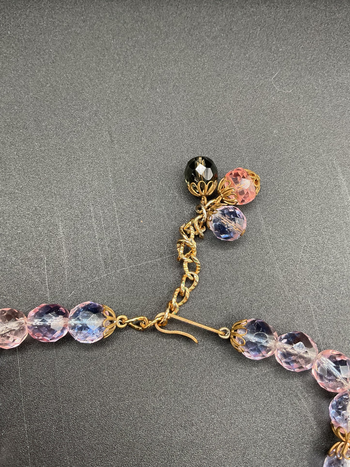 Unsigned Vintage Rhinestone and Bead Statement Necklace Hobe??