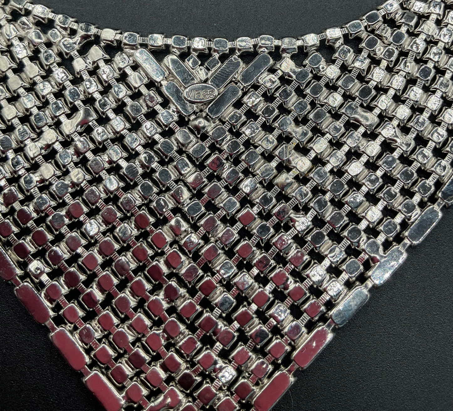 Vintage Weiss Clear Crystal Bibb Choker Necklace