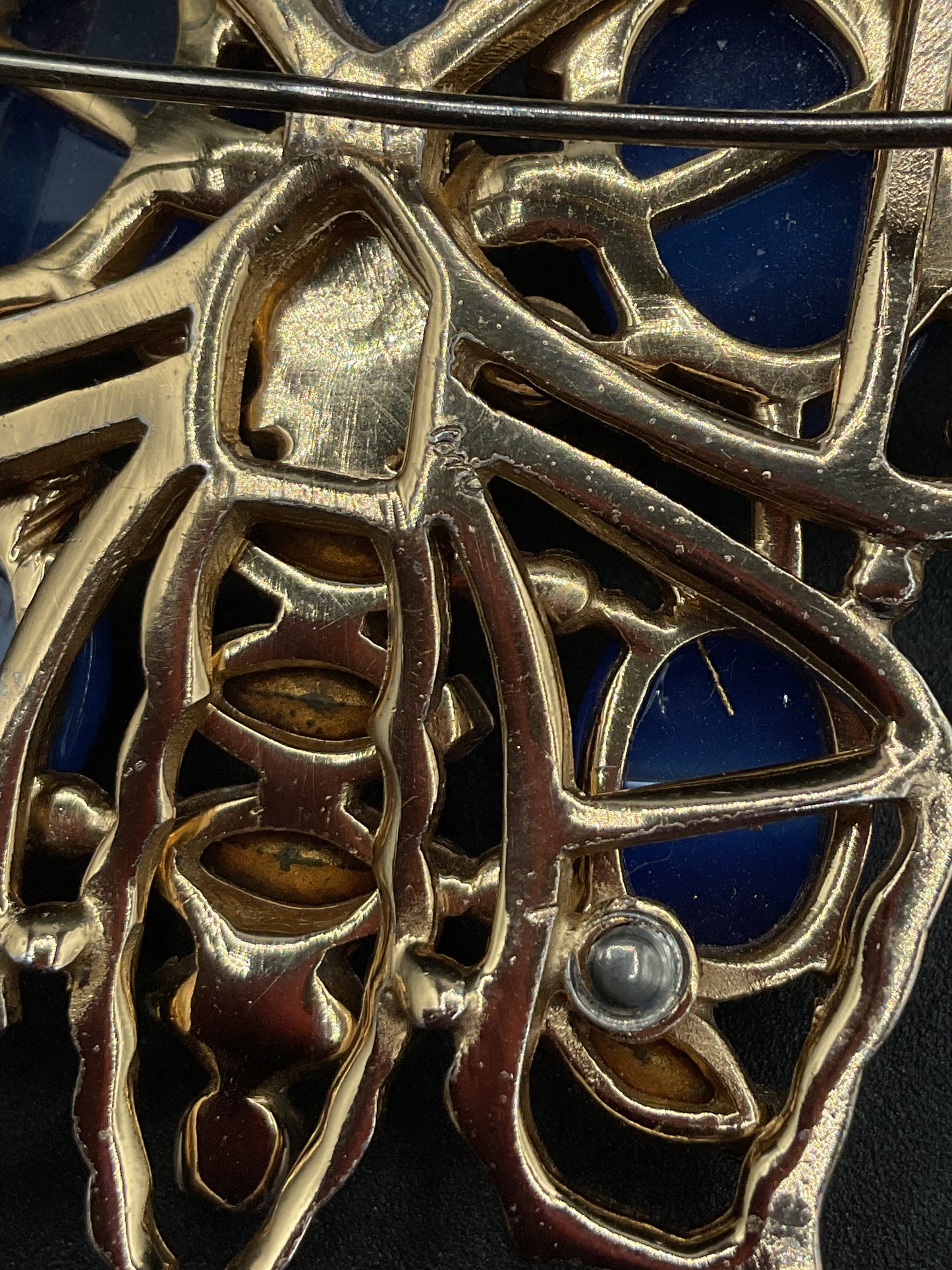 1940s Coro blue moon glow cabochon butterfly brooch-VERY RARE
