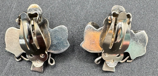 Sterling Sliver Taxco Grape Vintage Clip Earrings