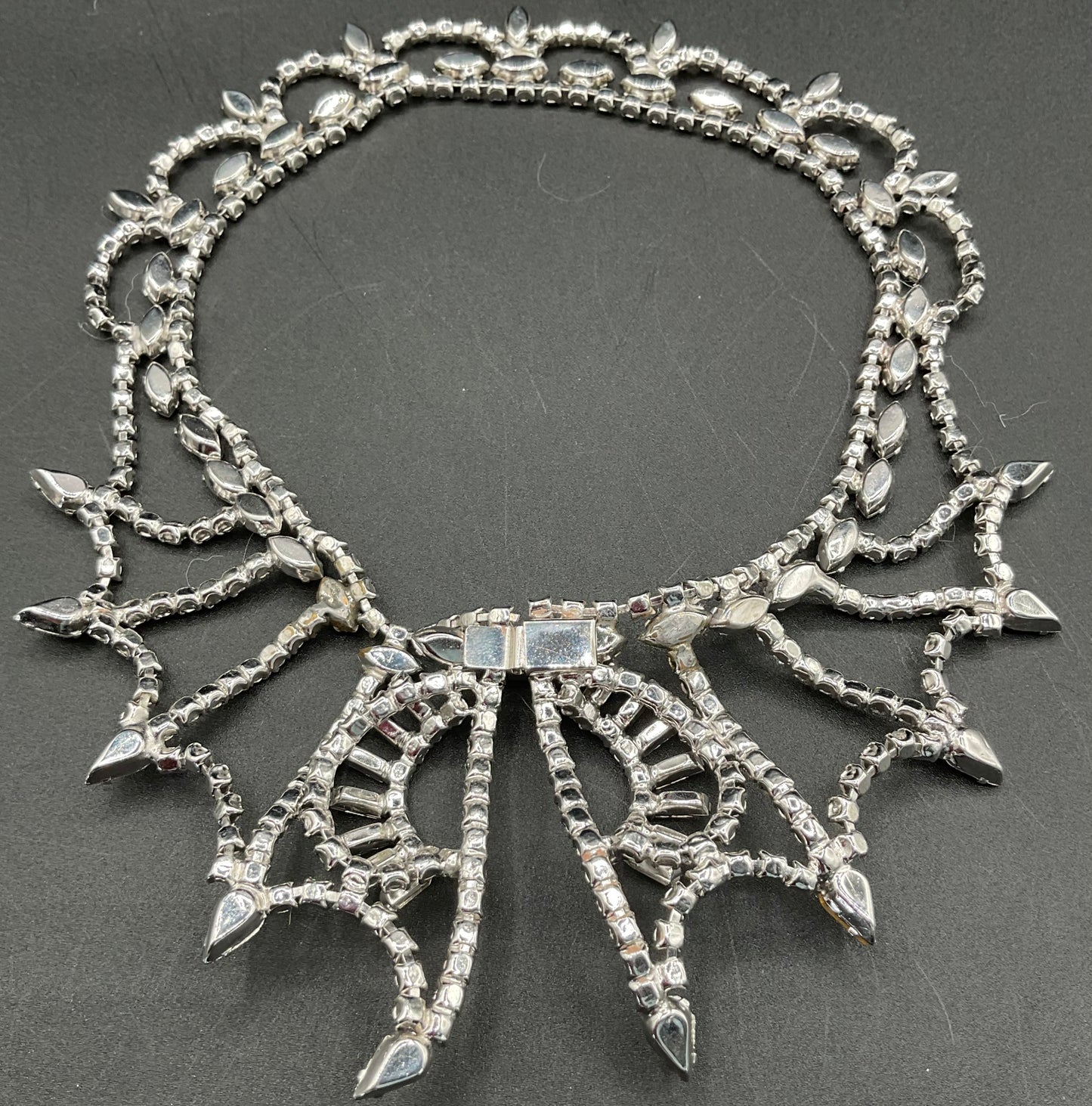 Vintage Clear Rhinestone Choker Collar Necklace UNQUIE