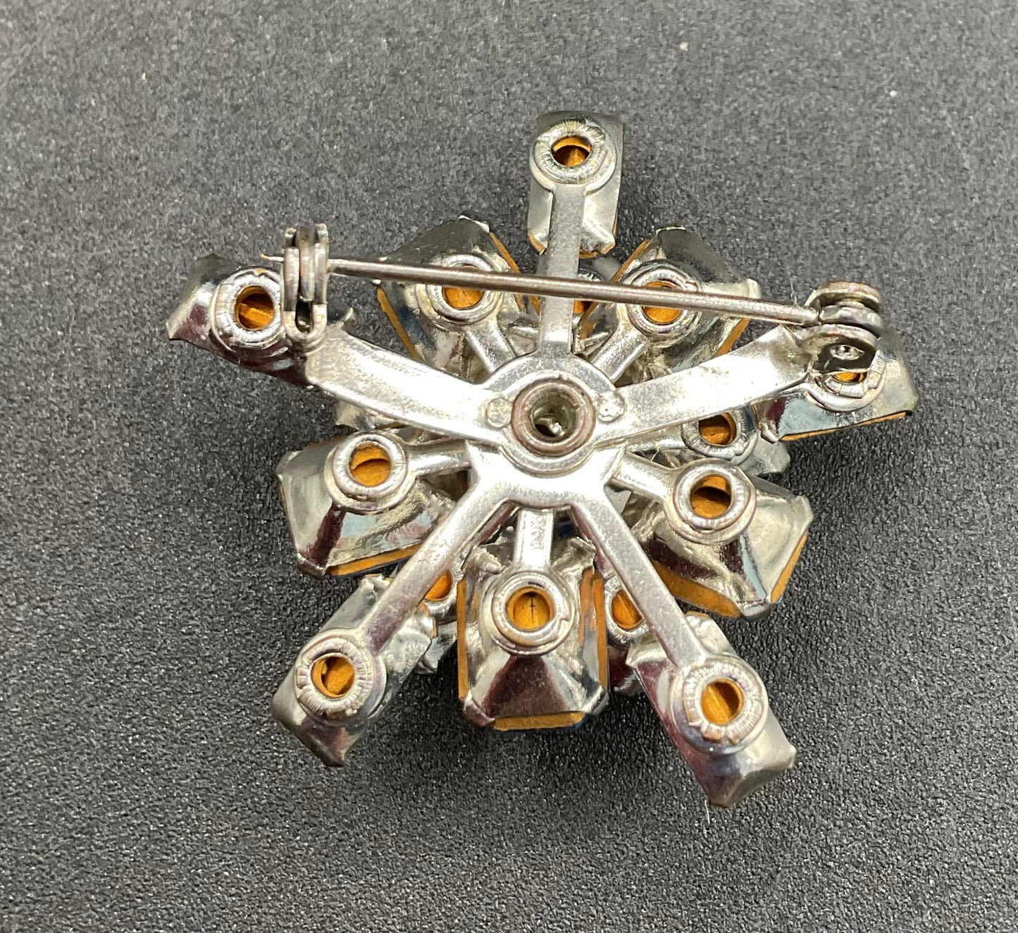 Unsigned 1950s Blue Rhinestone Necklace, Earrings, and Brooch Set