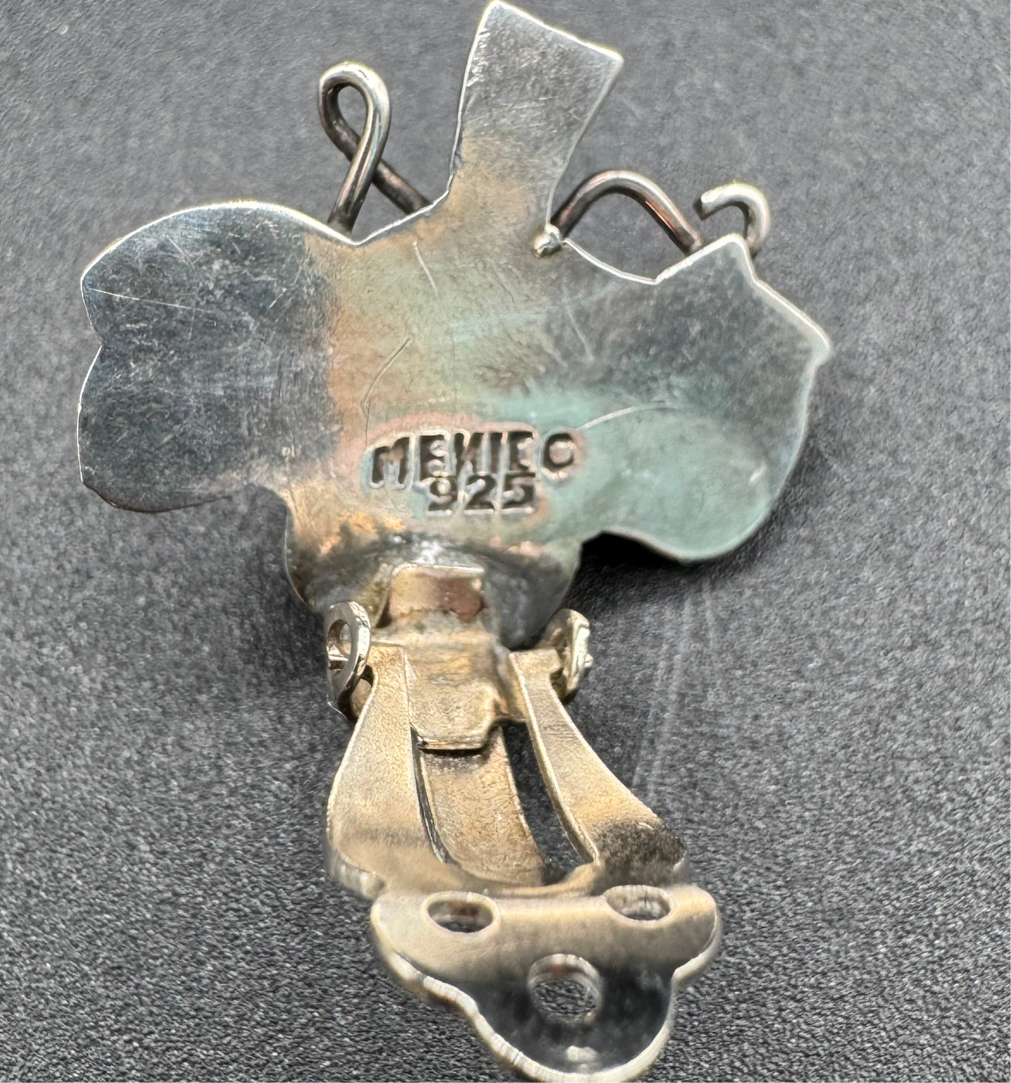 Sterling Sliver Taxco Grape Vintage Clip Earrings