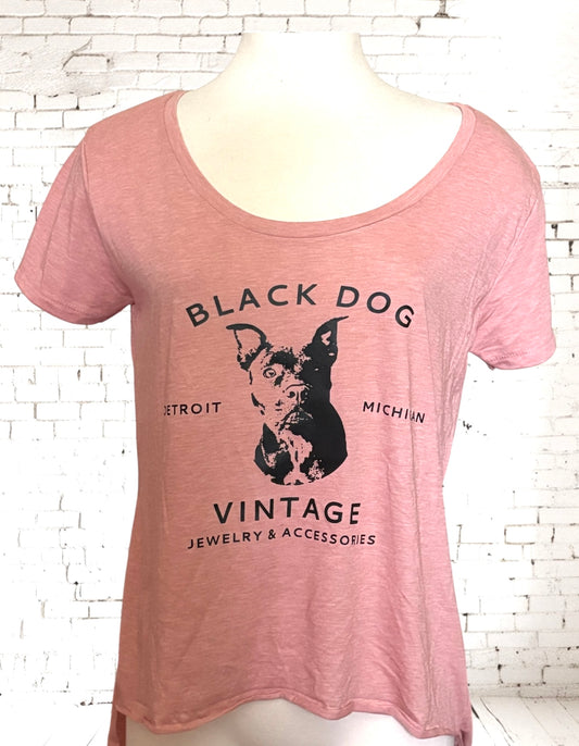 Black Dog Vintage Logo Scoop Neck Tee Shirt