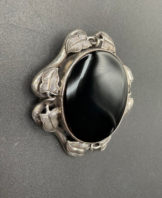 Black Dog VintageArt Deco Black Onyx Large Brooch - Black Dog Vintage