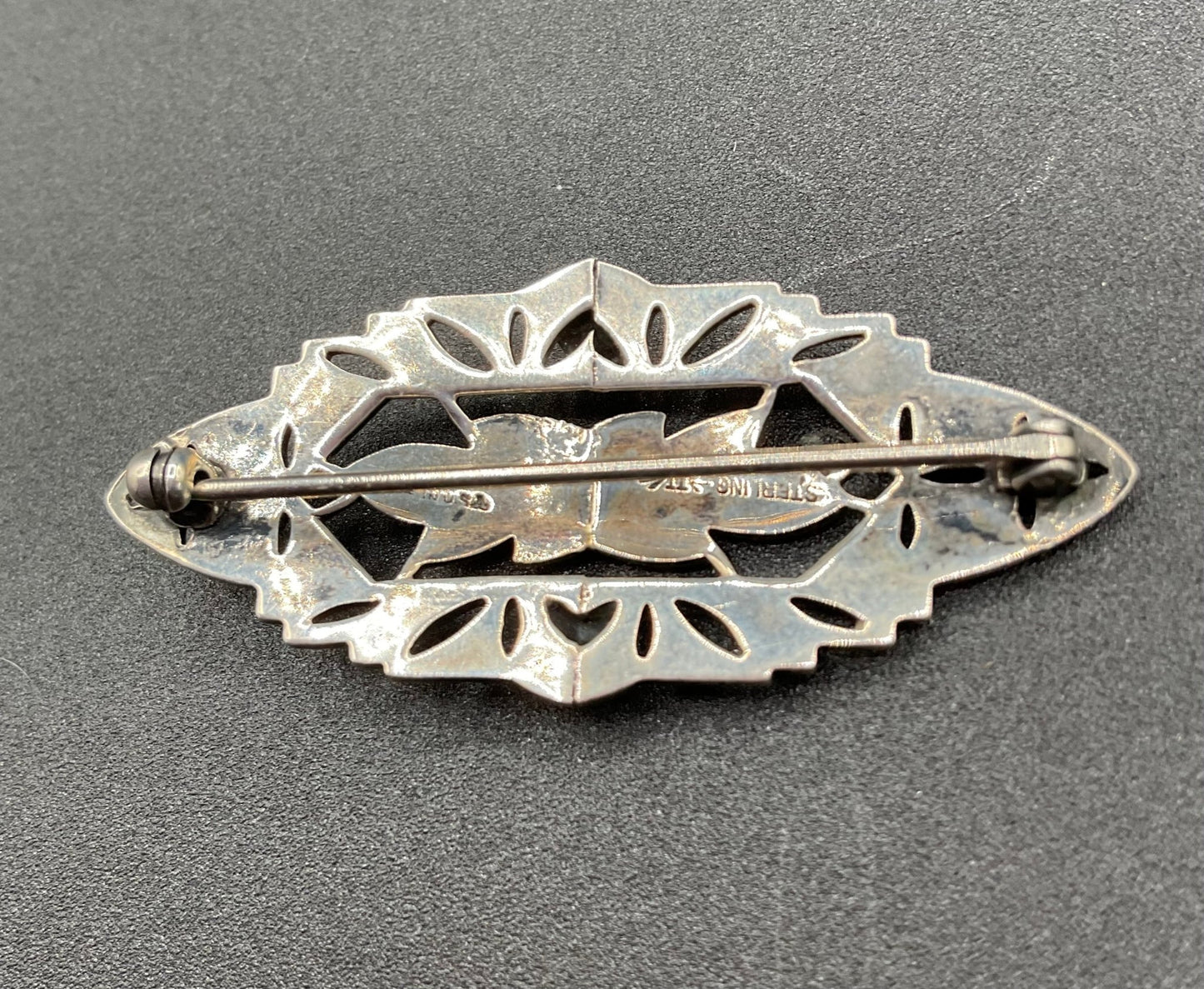 Black Dog VintageArt Deco Marcasite Sterling Silver Brooch - Black Dog Vintage