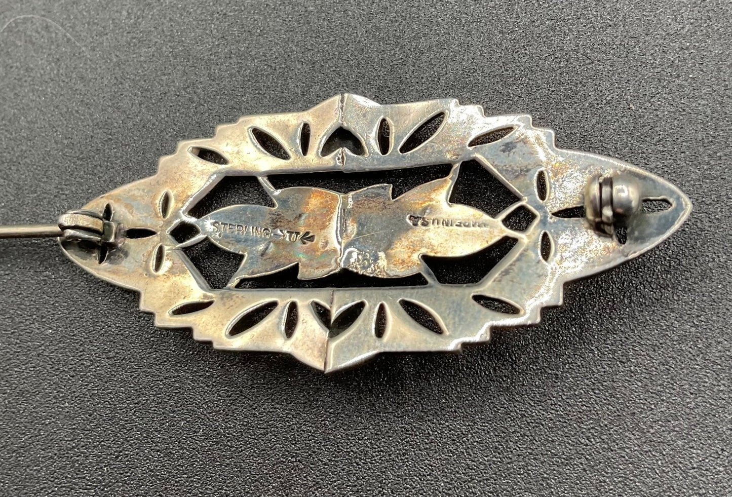 Black Dog VintageArt Deco Marcasite Sterling Silver Brooch - Black Dog Vintage