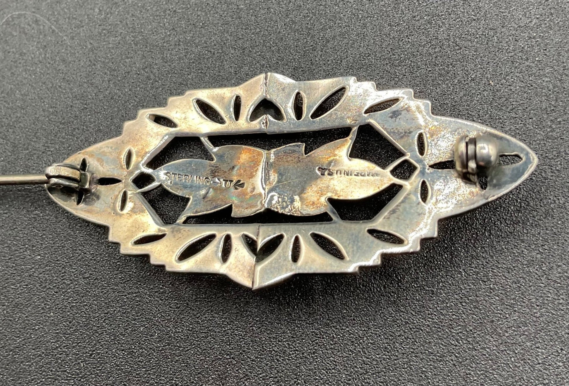 Black Dog VintageArt Deco Marcasite Sterling Silver Brooch - Black Dog Vintage