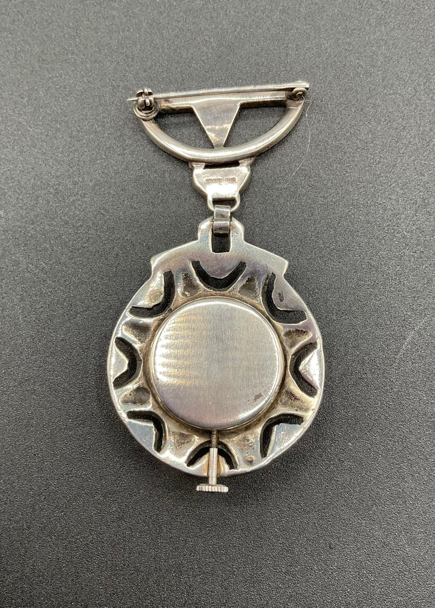 Black Dog VintageArt Deco Marcasite Sterling Silver Watch Brooch - Black Dog Vintage