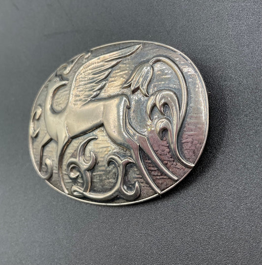 Black Dog VintageArt Deco Norseland Sterling Silver Flying Deer Brooch - Black Dog Vintage