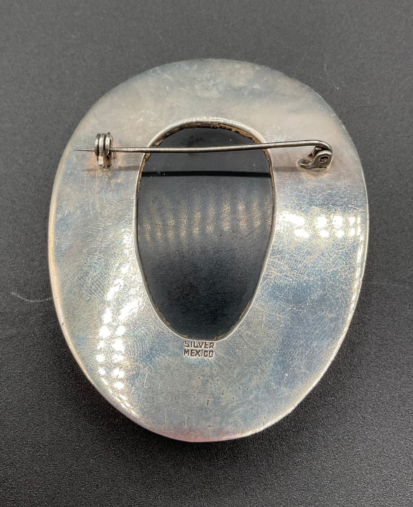 Black Dog VintageArt Deco Vintage Sterling Silver Mexican Mask Brooch - Black Dog Vintage