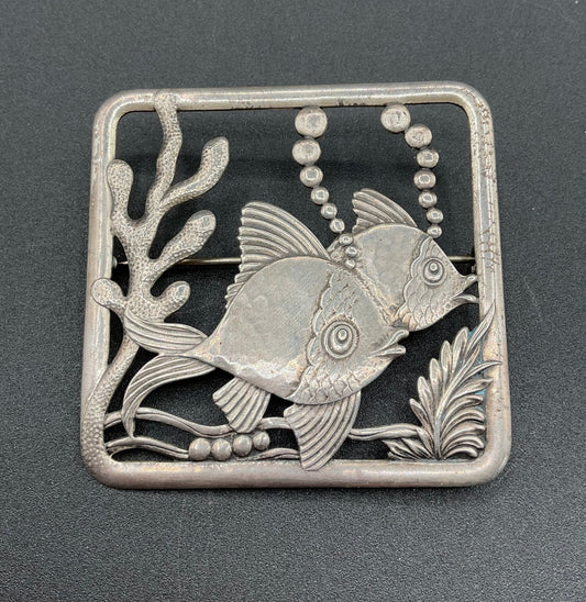 Black Dog VintageMid Century Truart Sterling Silver Fish Brooch - Black Dog Vintage