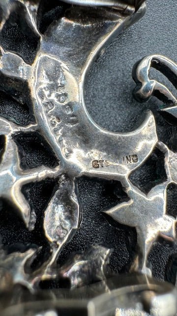 EisenbergEisenberg Original Sterling Silver Enamel Floral Rhinestone 1930’s Fur Clip Brooch RARE - Black Dog Vintage