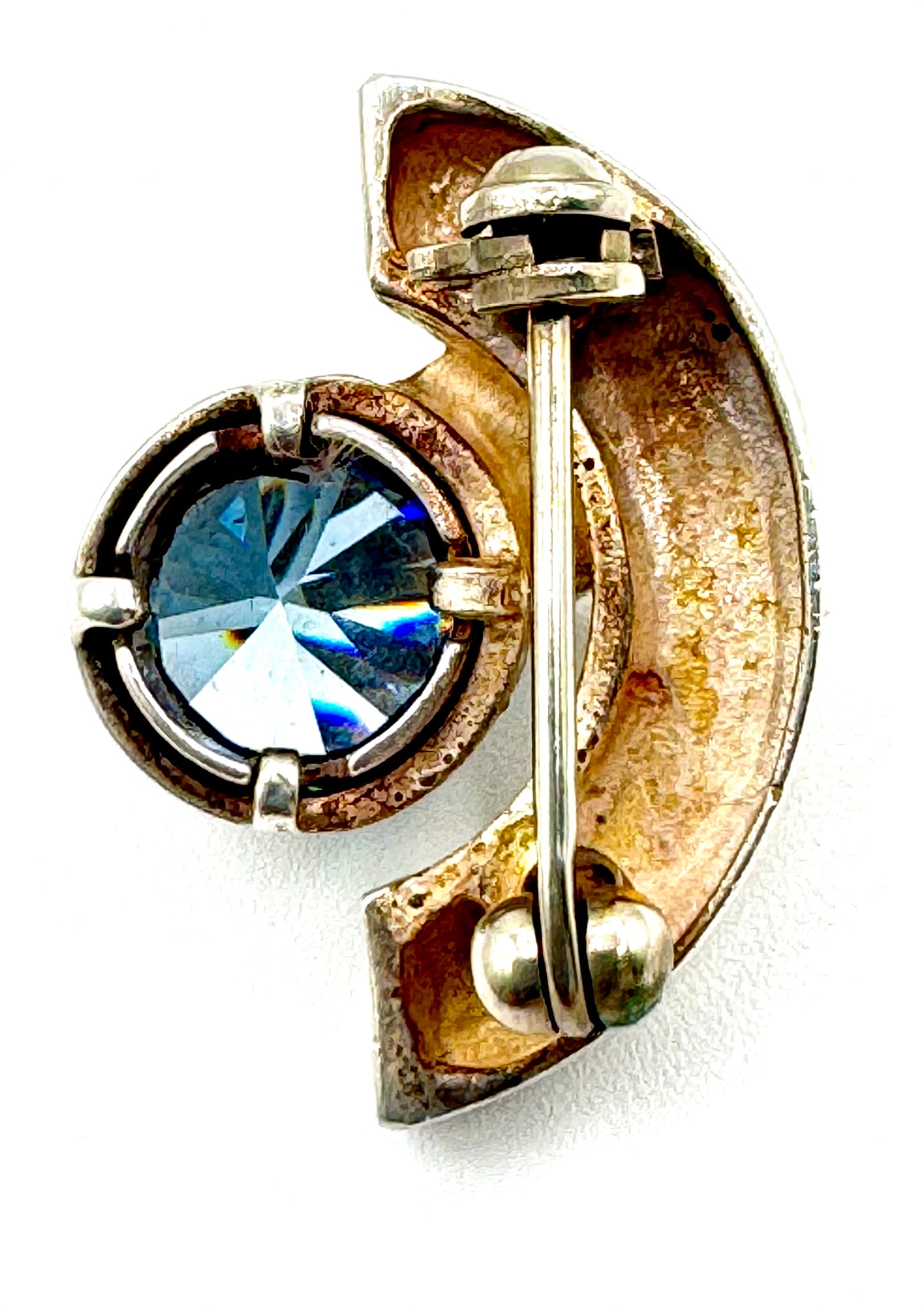 Art Deco Style Sterling and Aquamarine Brooch