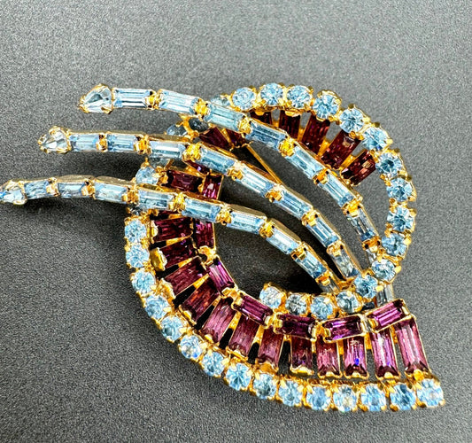 kramerKramer New York Vintage Blue and Amethyst Rhinestone Brooch and Earring Set - Black Dog Vintage