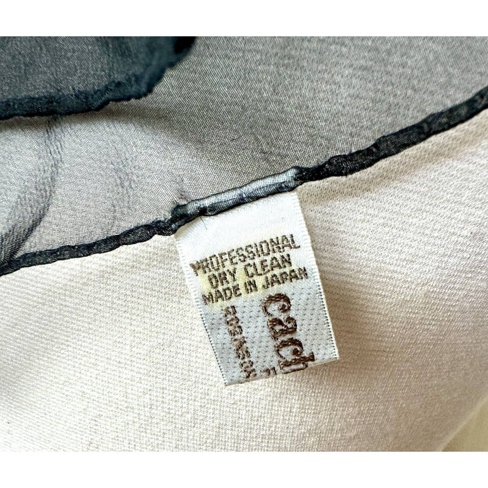 CacharelCacharel Vintage Floral Butterfly Black Sheer Silk Blend Square Scarf 21x21 - Black Dog Vintage