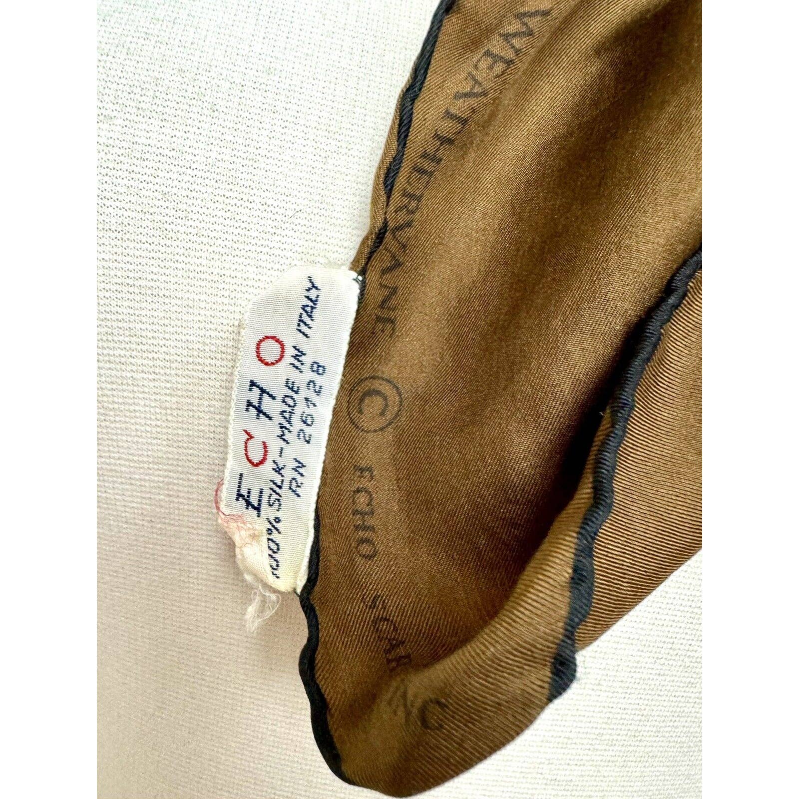 EchoEcho Vintage Weathervane 100% Silk - Rooster - Made In Italy Square Scarf 30x30 - Black Dog Vintage