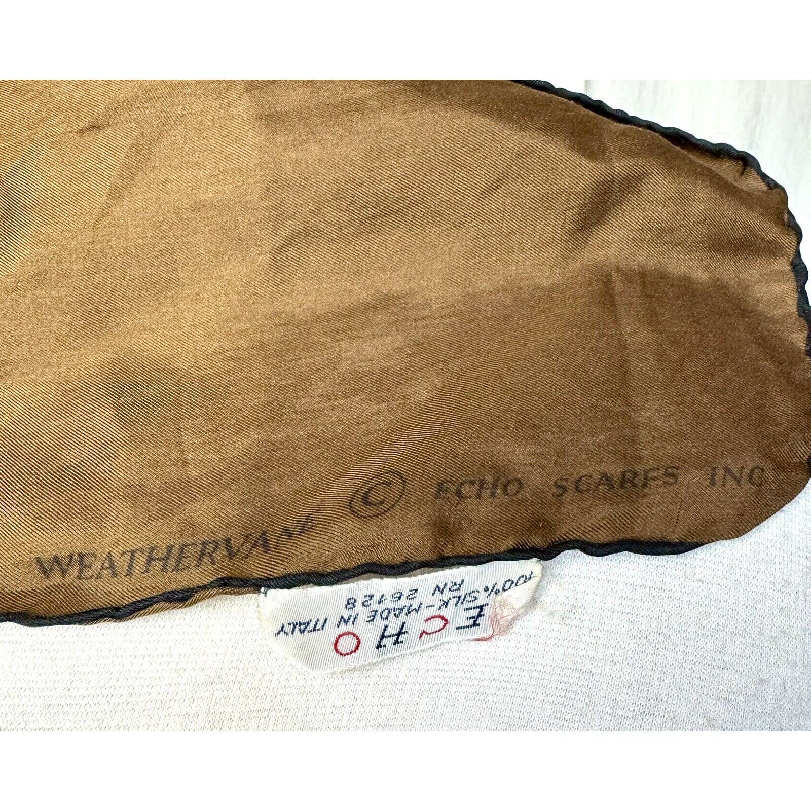 EchoEcho Vintage Weathervane 100% Silk - Rooster - Made In Italy Square Scarf 30x30 - Black Dog Vintage