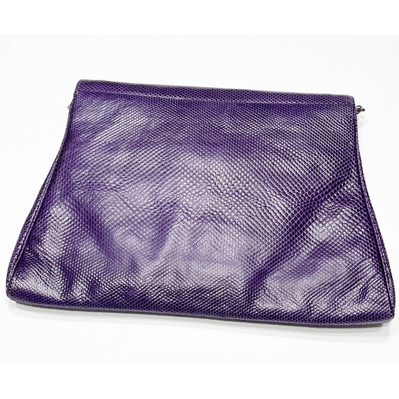 Judith LeiberJudith Leiber Vintage Purple Lizard Rhinestone Handbag Purse Clutch Silvertone - Black Dog Vintage