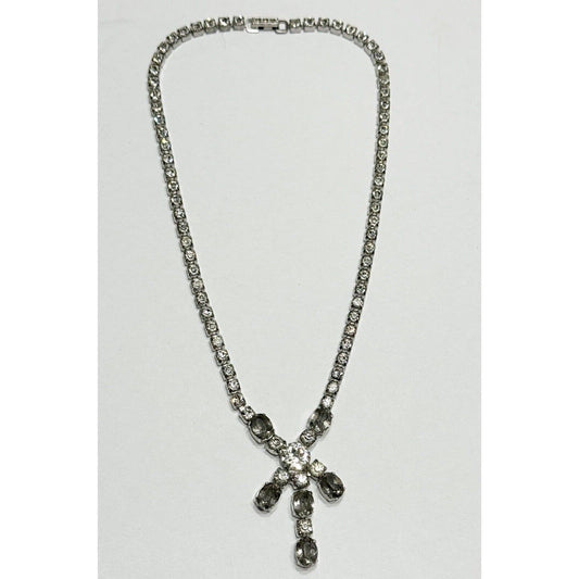 kramerSIGNED KRAMER Vintage Necklace Clear And Black Diamond Rhinestone Deco Style - Black Dog Vintage