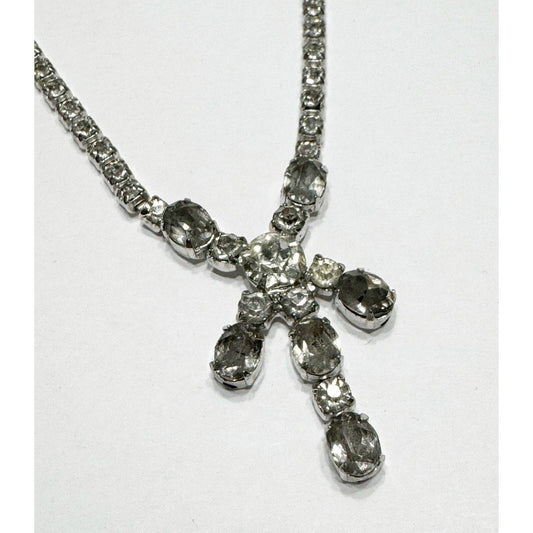 kramerSIGNED KRAMER Vintage Necklace Clear And Black Diamond Rhinestone Deco Style - Black Dog Vintage