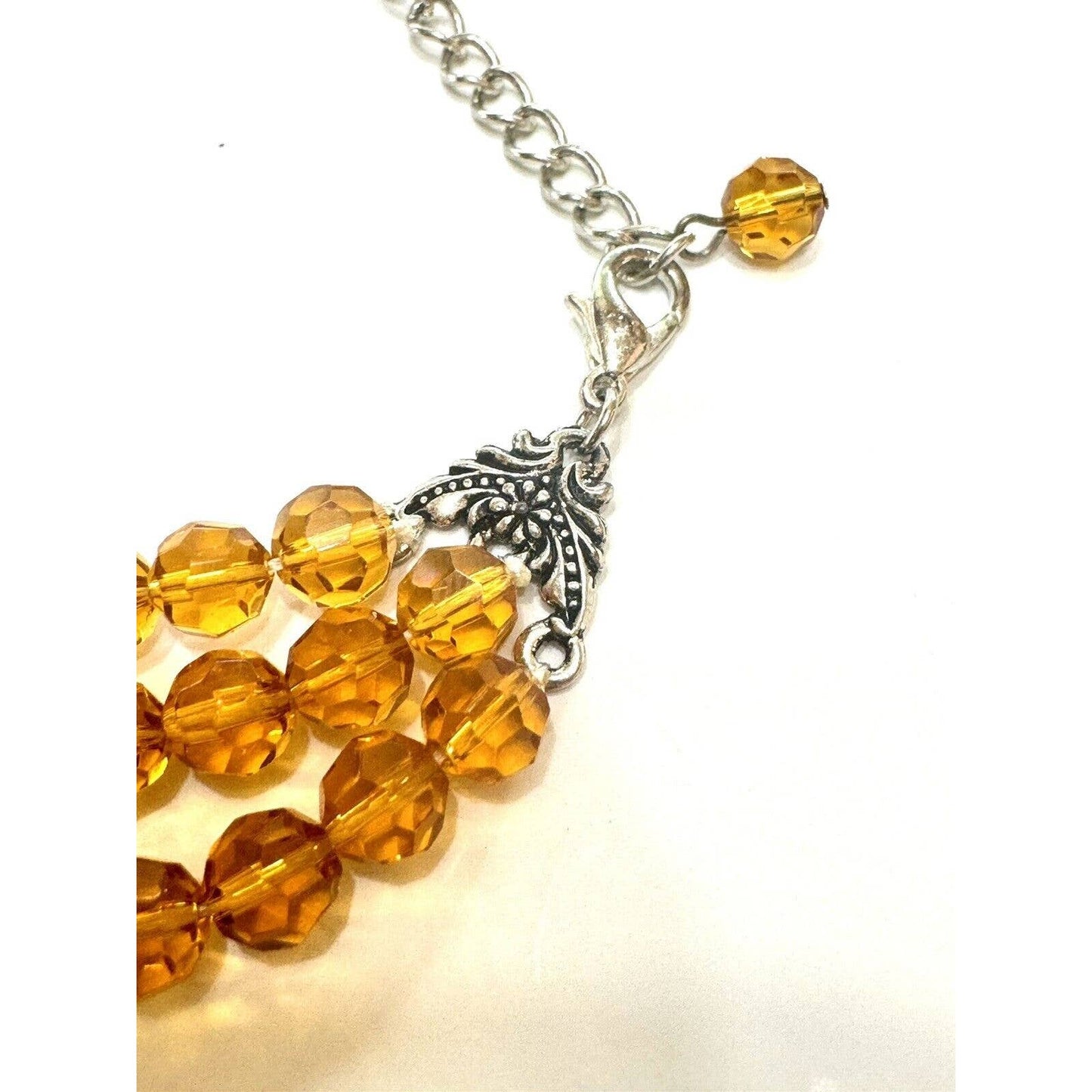 Michele JosephTriple Strand Amber Faceted Crystal Necklace NWT 12-15” - Black Dog Vintage