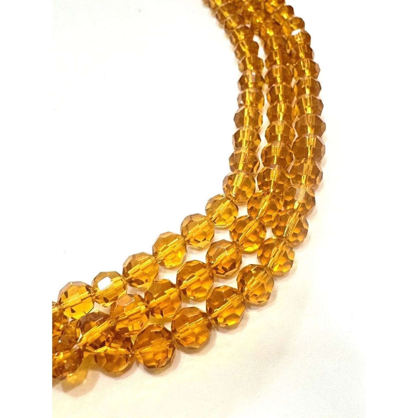 Michele JosephTriple Strand Amber Faceted Crystal Necklace NWT 12-15” - Black Dog Vintage