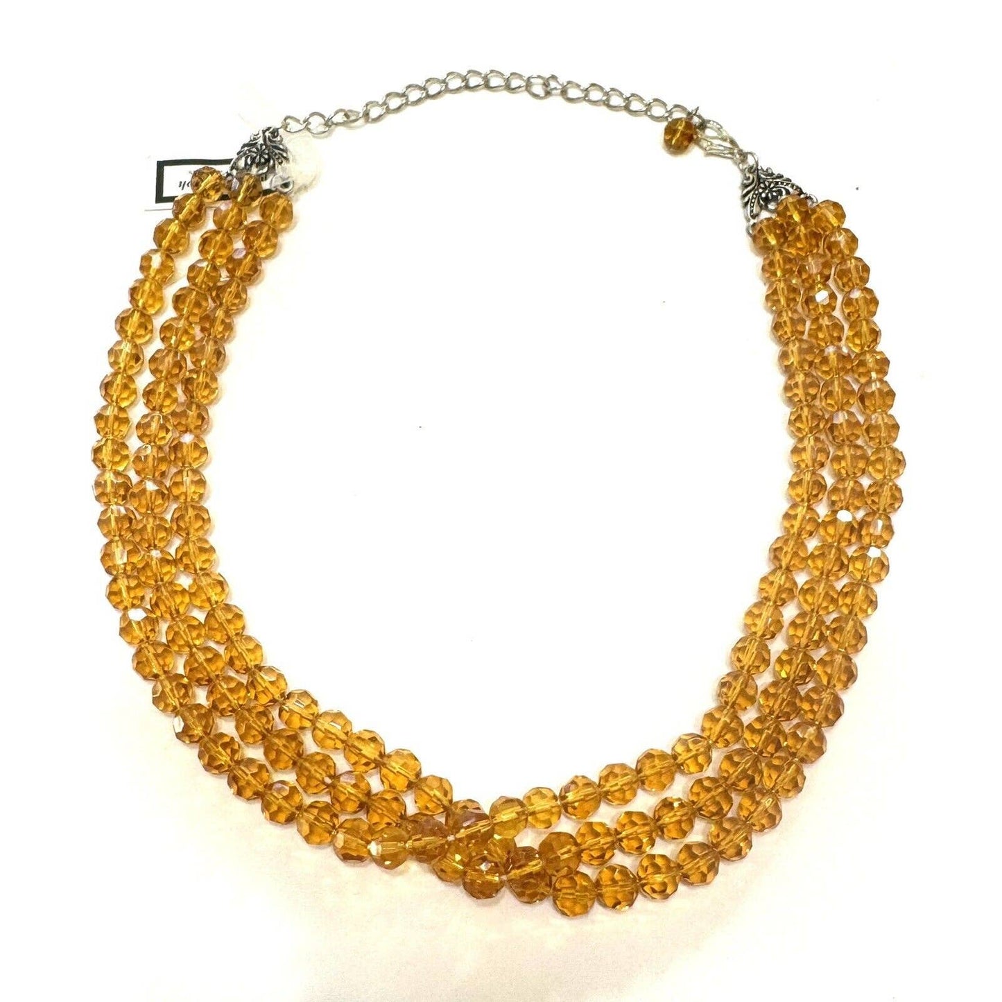 Michele JosephTriple Strand Amber Faceted Crystal Necklace NWT 12-15” - Black Dog Vintage