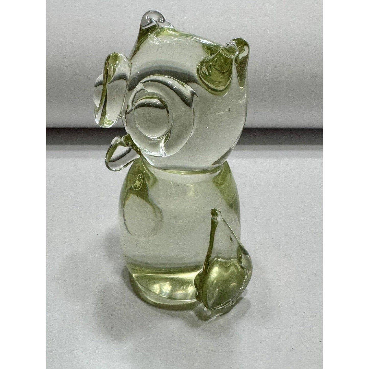 UnmarkedVintage Solid Art Glass MCM Green Tint 3.5”Owl Paperweight Unsigned - Black Dog Vintage