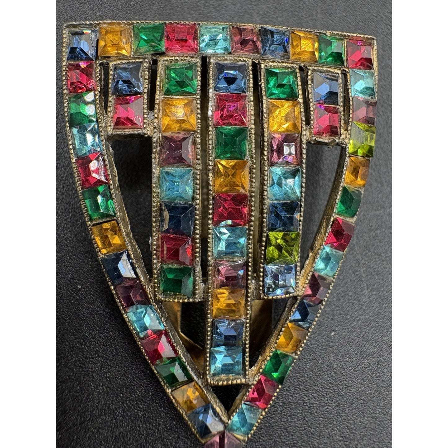 Unsigned 1930’s Fruit Salad Dress Clip - Possible Coro 1.25”x 1.75”