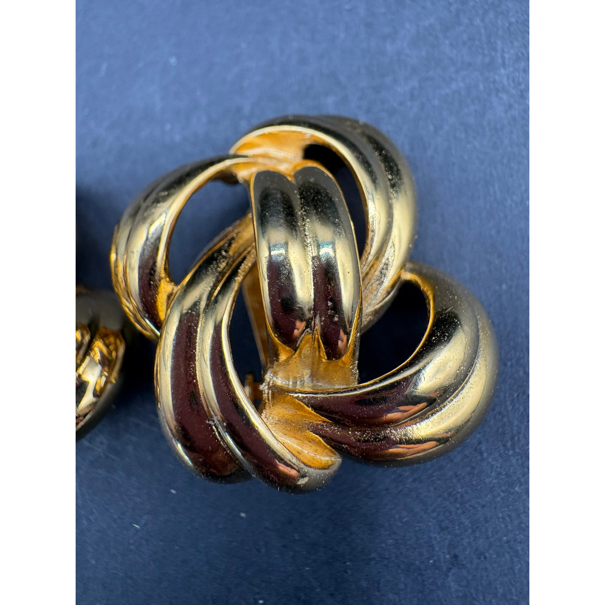 Vintage Givenchy Paris New York Gold Tone Knot Clip On Earrings