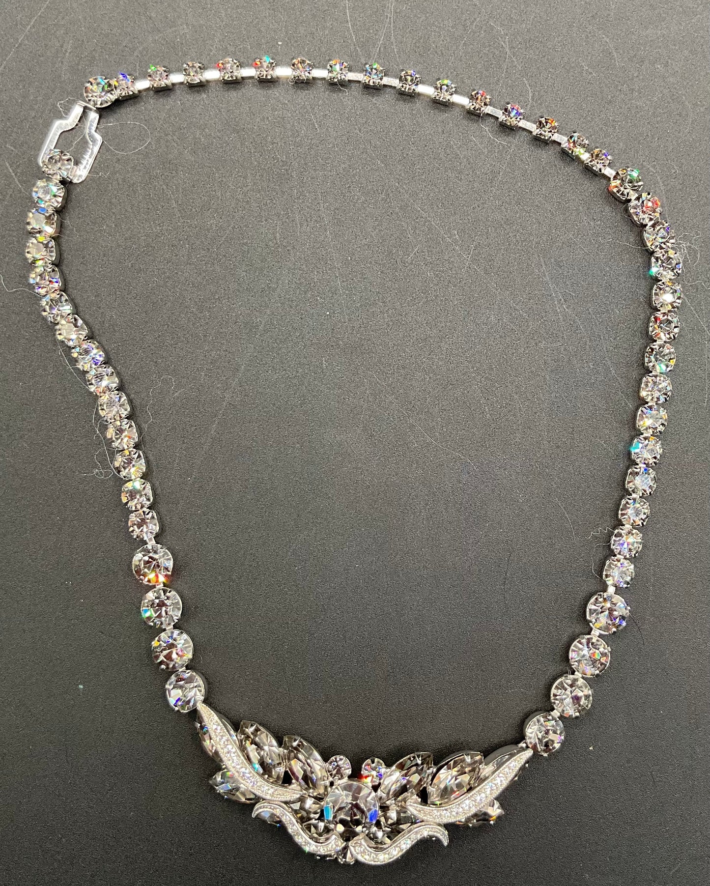 Vintage Weiss Black Diamond Rhinestone Statement Necklace  Choker