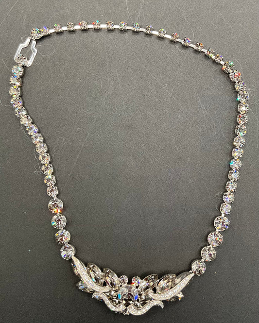 Vintage Weiss Black Diamond Rhinestone Statement Necklace  Choker