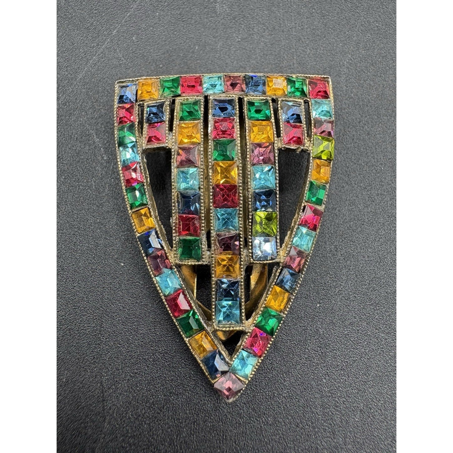 Unsigned 1930’s Fruit Salad Dress Clip - Possible Coro 1.25”x 1.75”