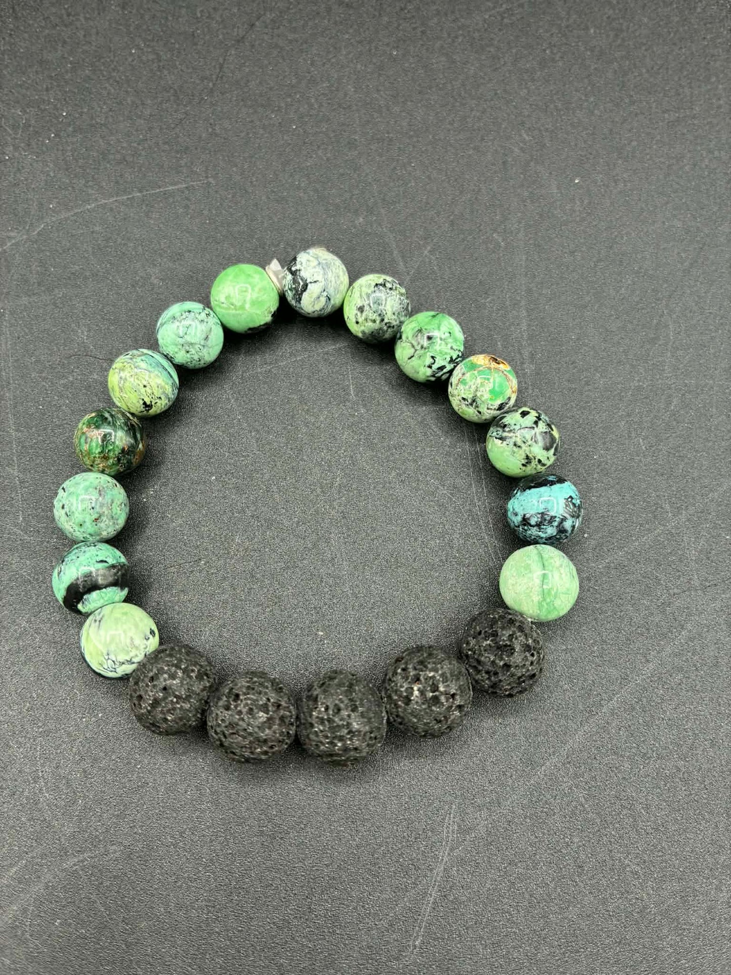 Chrysocolla And Lava Rock Aromatherapy Bracelet 7”