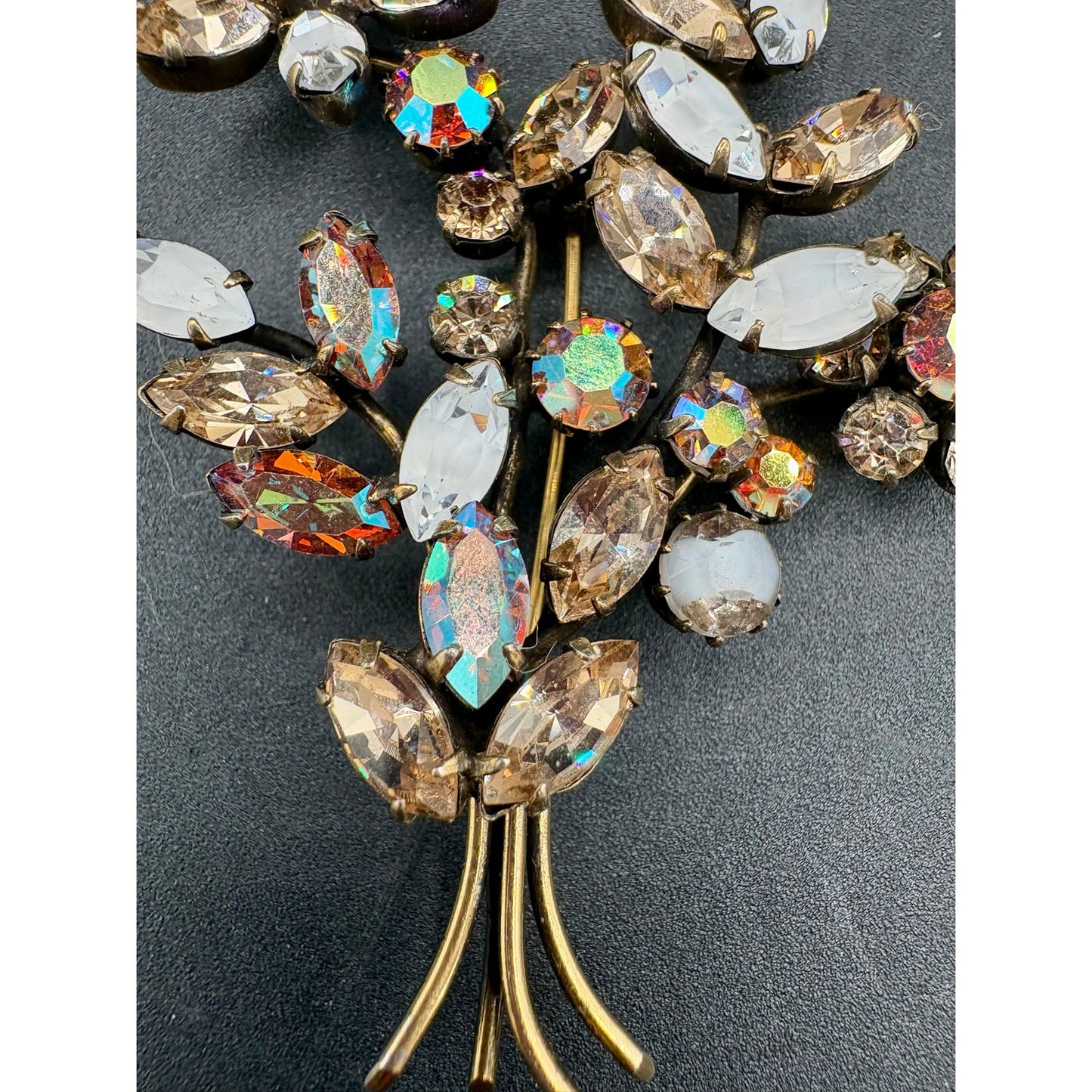 Vintage REGENCY Rhinestone Flower Bouquet Brooch