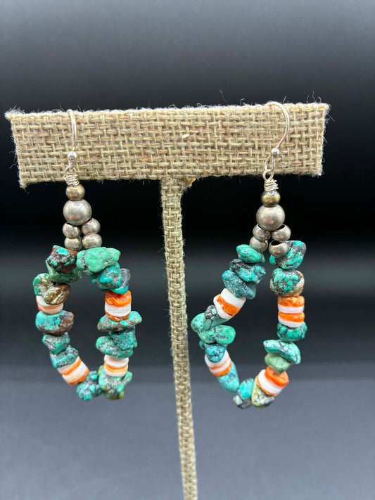 Spiny Oyster And Turquoise Earrings