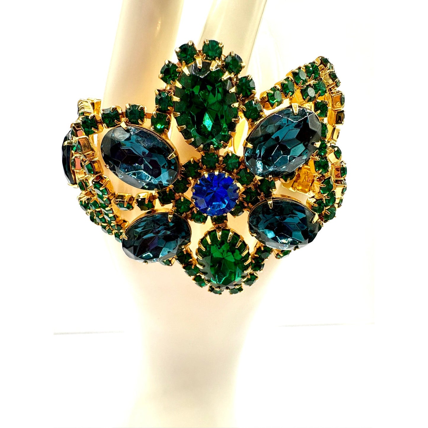 Vintage Dominique Rhinestone Jewel Tone Statement Bracelet