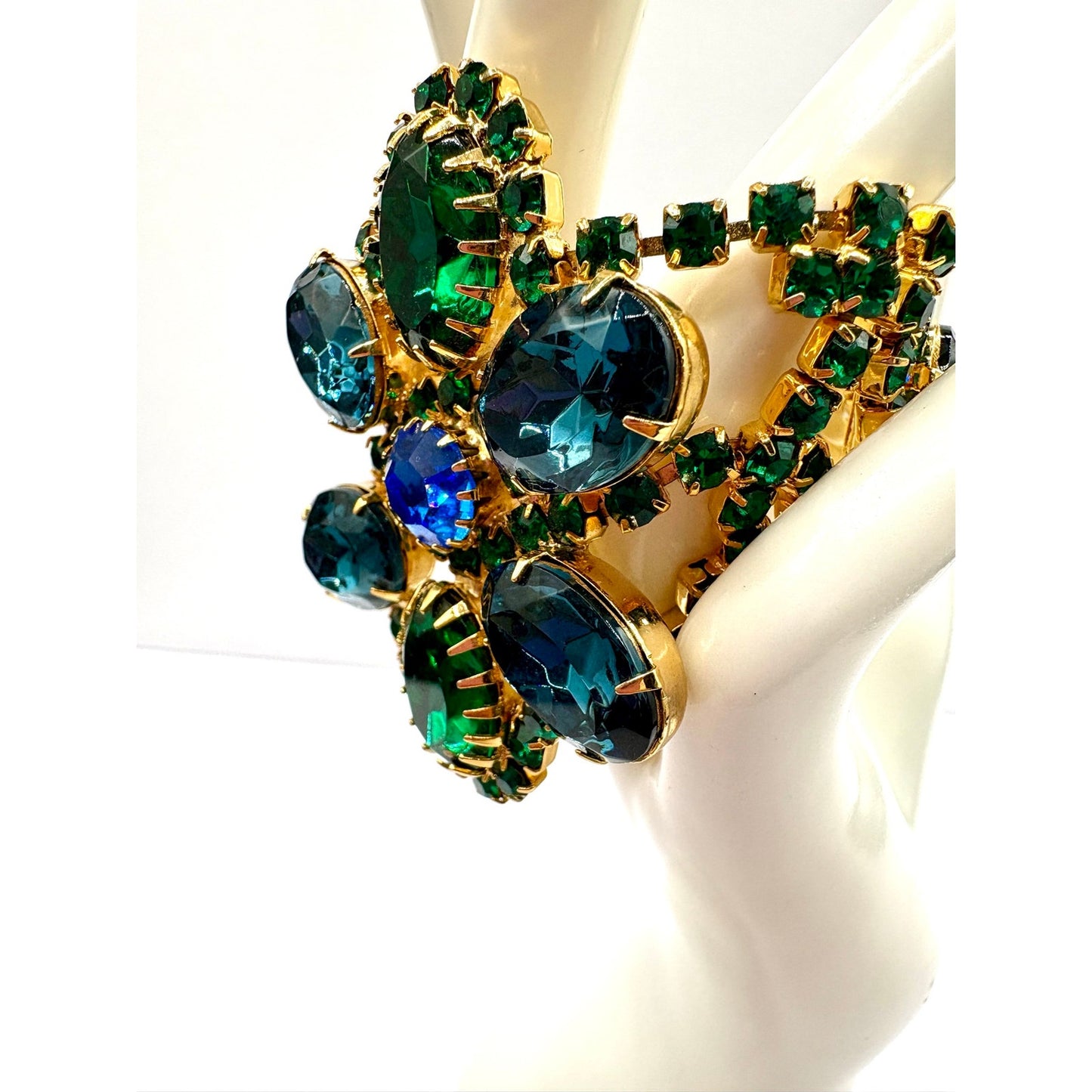 Vintage Dominique Rhinestone Jewel Tone Statement Bracelet