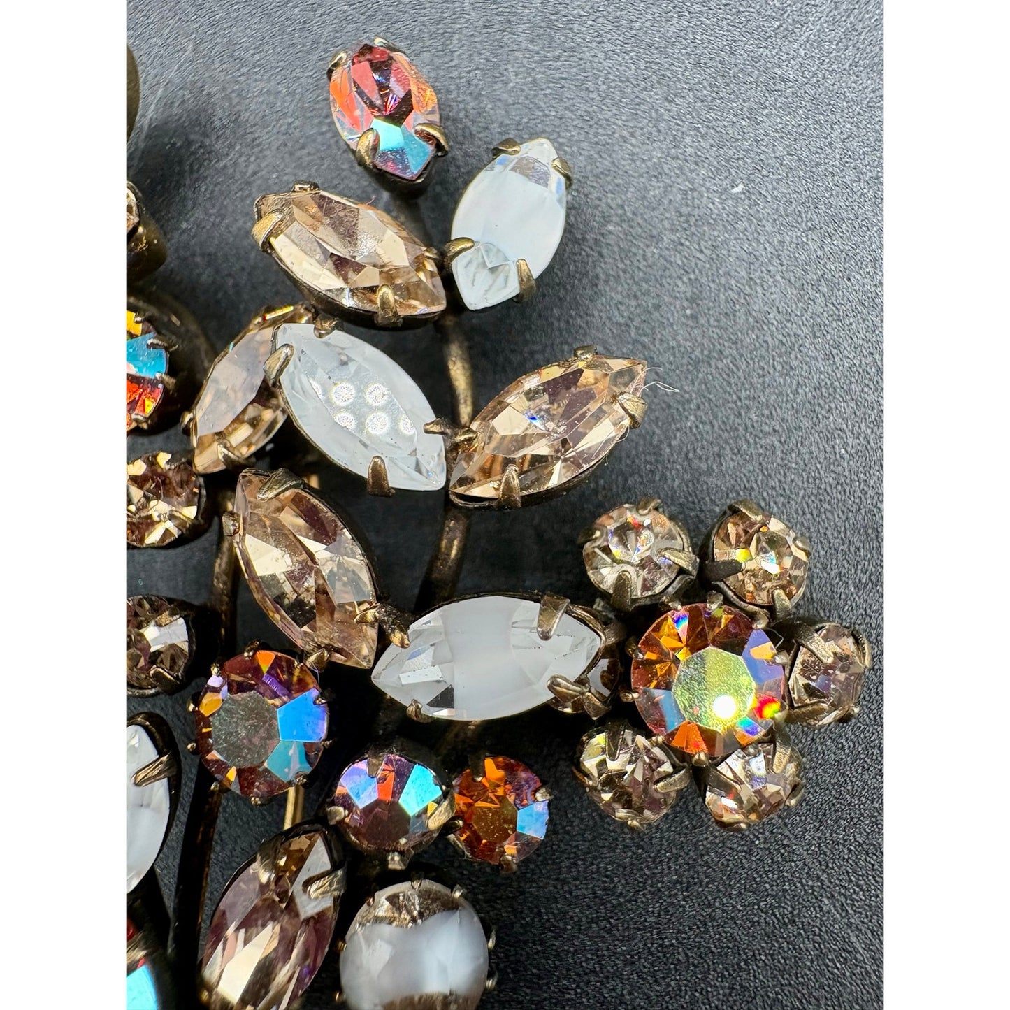 Vintage REGENCY Rhinestone Flower Bouquet Brooch
