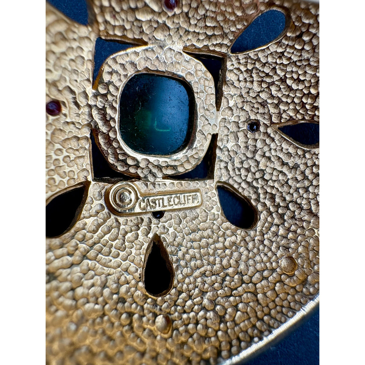 Striking Vintage Castlecliff Enamel & Glass Statement Brooch