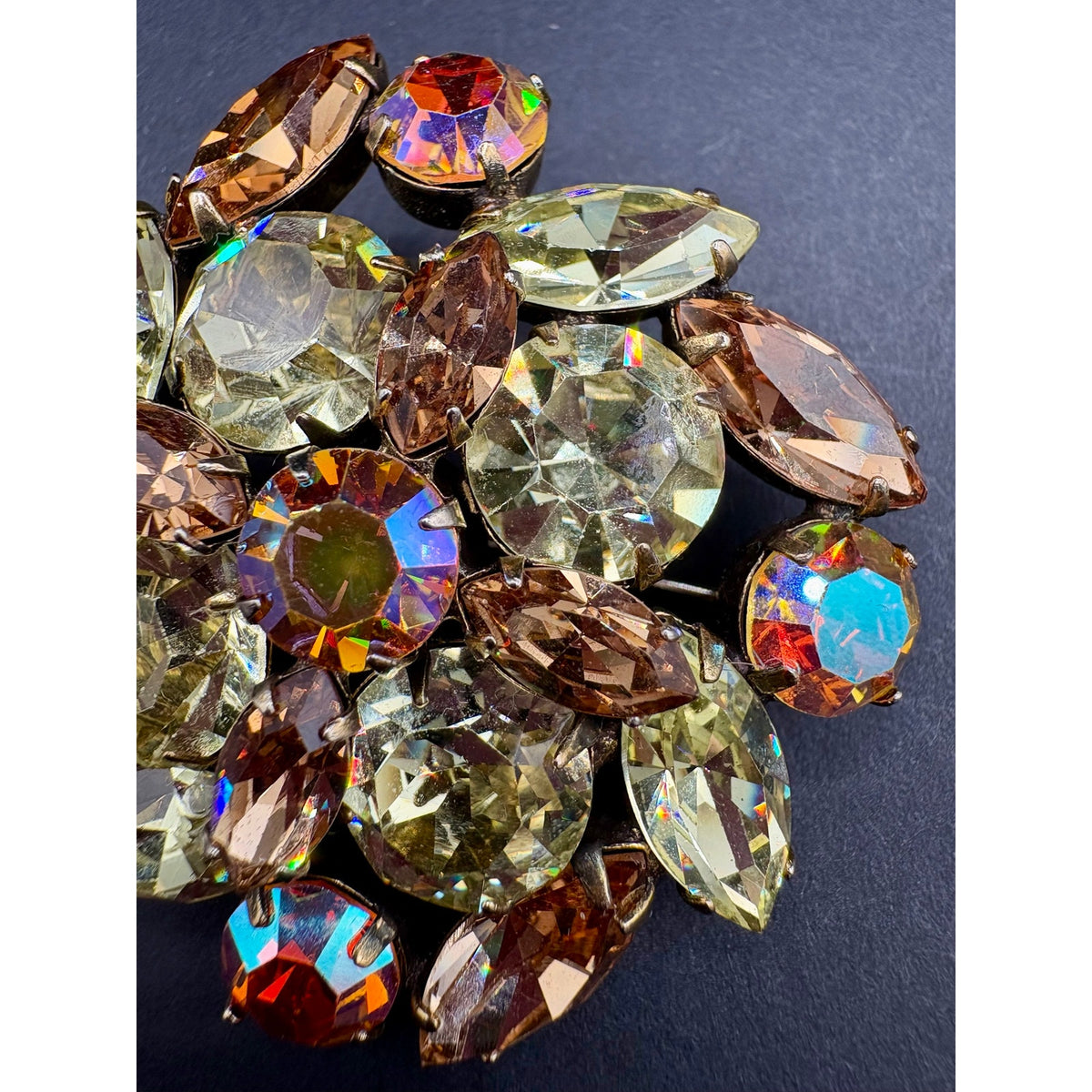 Vintage Signed Regency Rhinestone Brooch And Earrings Set