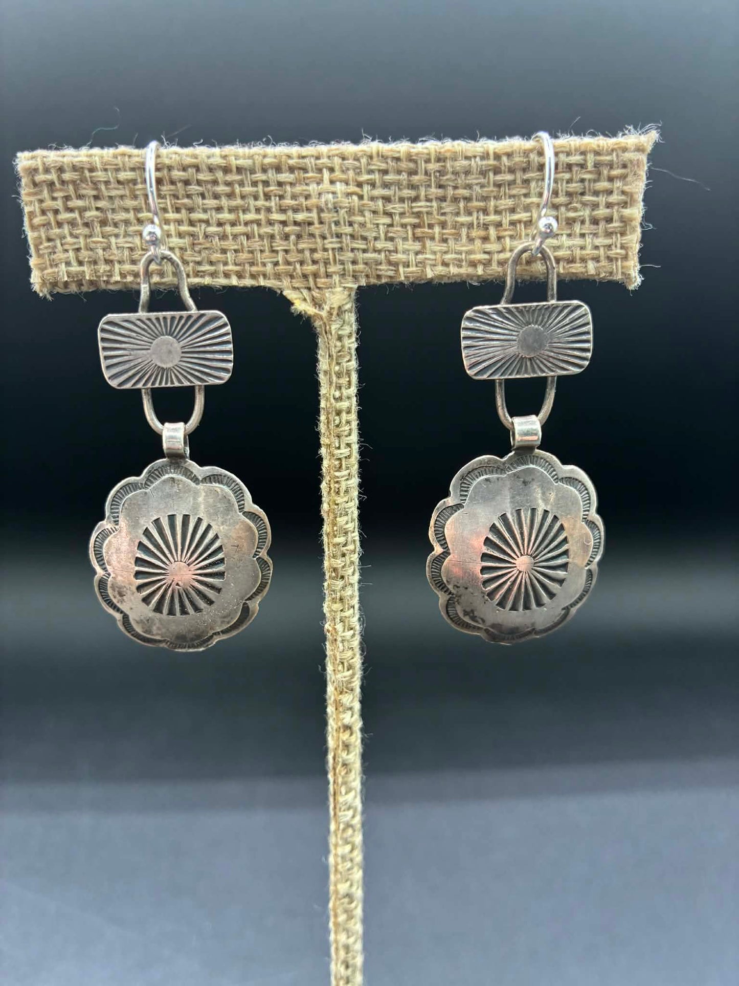 Long Vintage Up-Cycled Concho Earrings