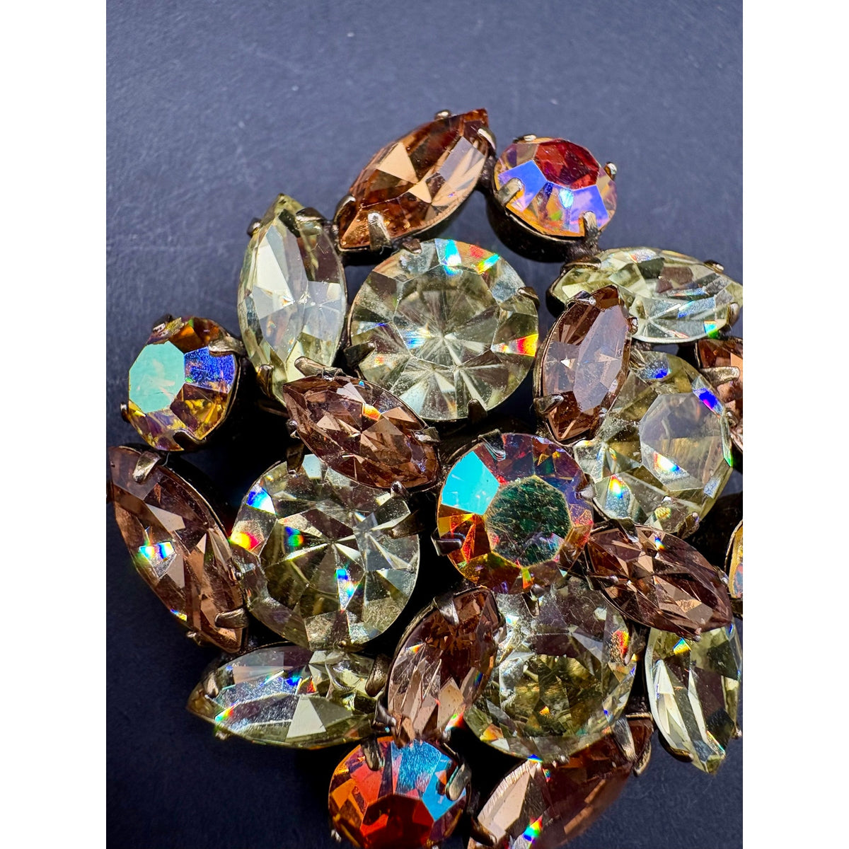 Vintage Signed Regency Rhinestone Brooch And Earrings Set