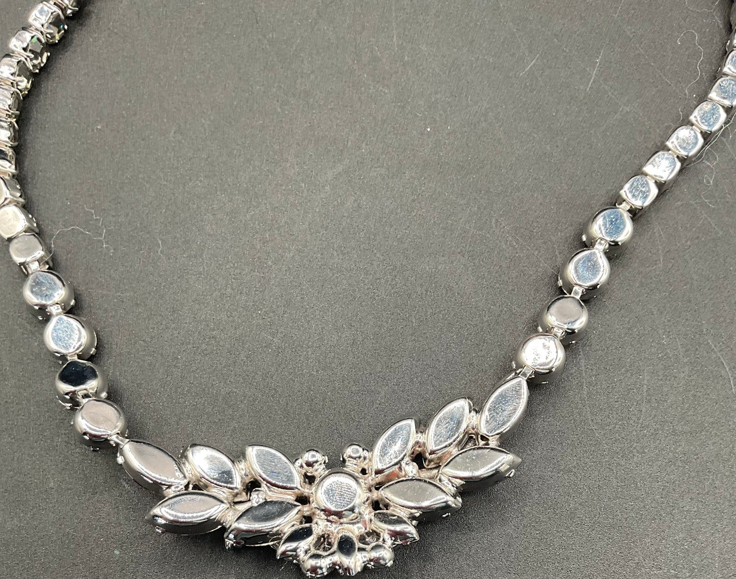 Vintage Weiss Black Diamond Rhinestone Statement Necklace  Choker