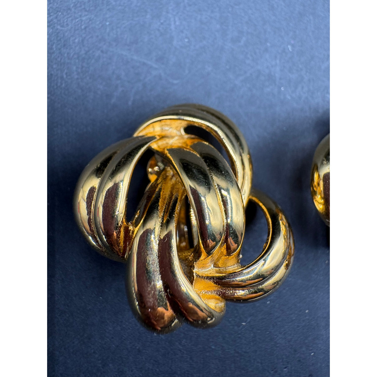Vintage Givenchy Paris New York Gold Tone Knot Clip On Earrings