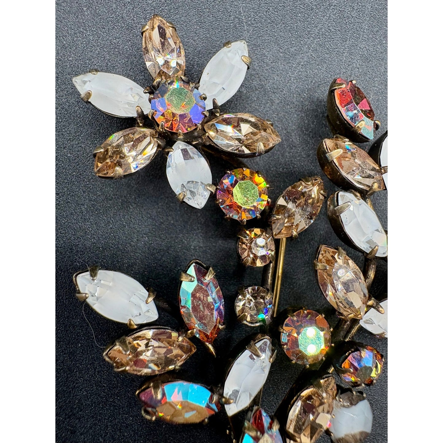 Vintage REGENCY Rhinestone Flower Bouquet Brooch