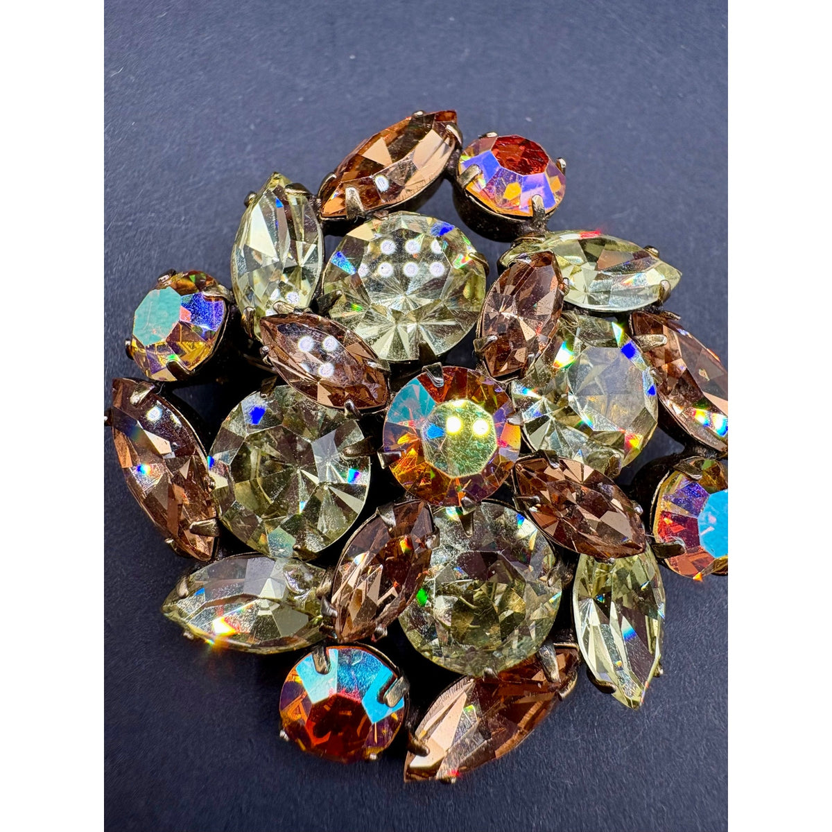 Vintage Signed Regency Rhinestone Brooch And Earrings Set